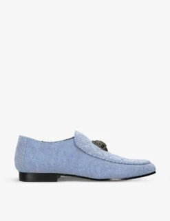 Kurt Geiger London Hugh Eagle-embellished Quilted Denim Loafers