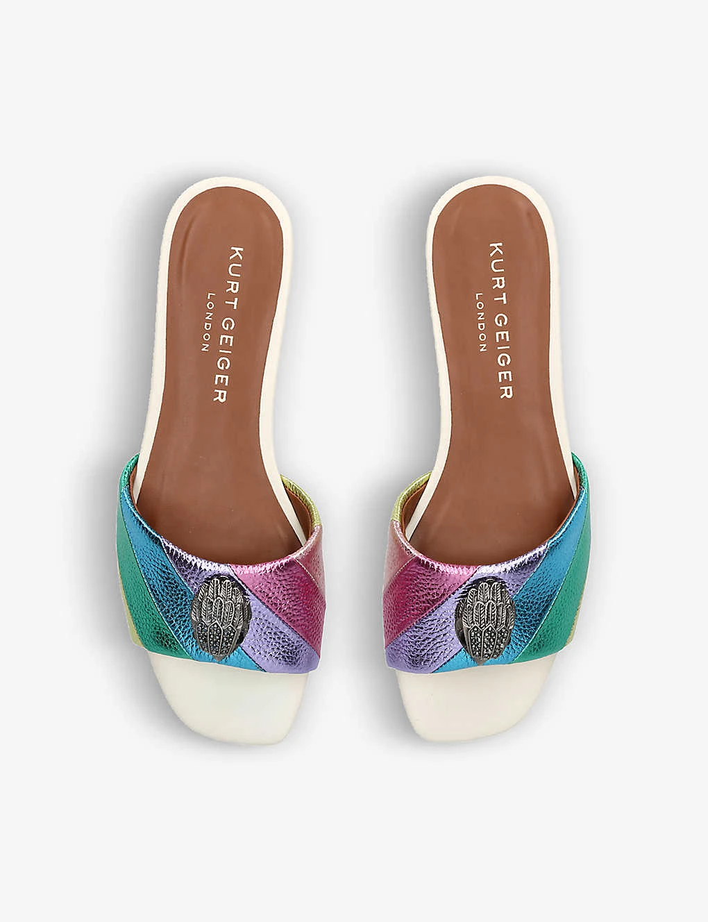 Kurt Geiger London Kensington Eagle-embellished Rainbow-print Leather Sandals 2 Kurt Geiger London Kensington Eagle-embellished Rainbow-print Leather Sandals - Image 2