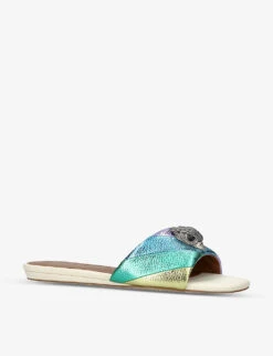 Kurt Geiger London Kensington Eagle-embellished Rainbow-print Leather Sandals 6 Kurt Geiger London Kensington Eagle-embellished Rainbow-print Leather Sandals -Kurtgeiger Store R04064954 METALCOMB ALT02