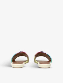 Kurt Geiger London Kensington Eagle-embellished Rainbow-print Leather Sandals 7 Kurt Geiger London Kensington Eagle-embellished Rainbow-print Leather Sandals -Kurtgeiger Store R04064954 METALCOMB ALT03