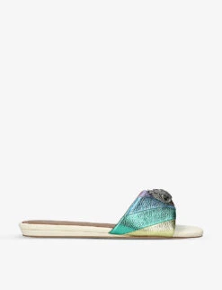 Kurt Geiger London Kensington Eagle-embellished Rainbow-print Leather Sandals