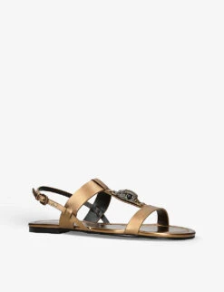 Kurt Geiger London Hampton Eagle-embellishment Leather Sandals -Kurtgeiger Store R04064960 BRONZE ALT02