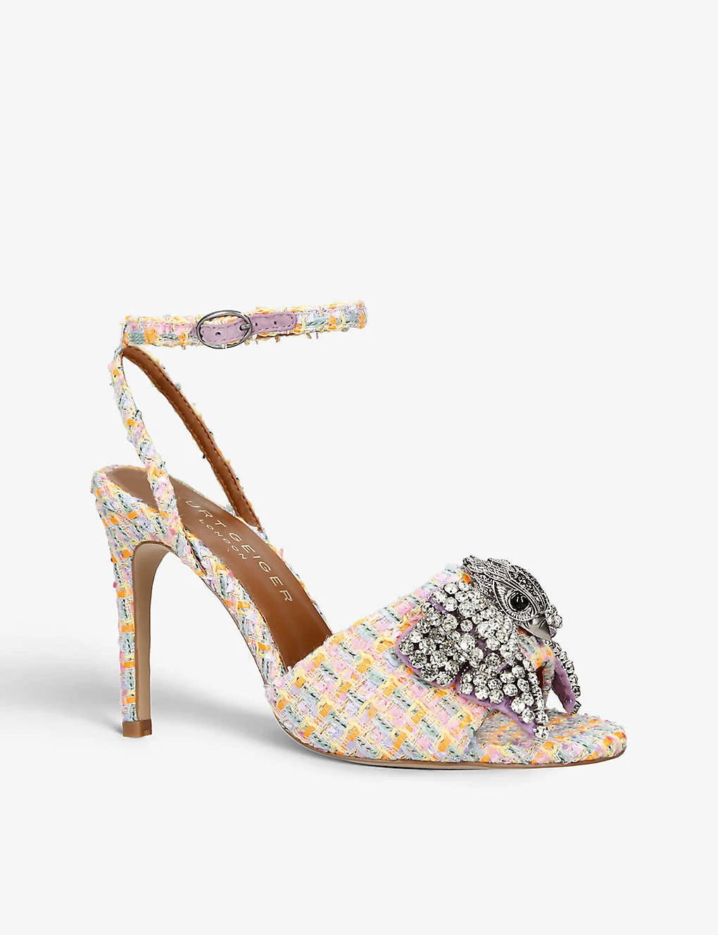 Kurt Geiger London Kensington Crystal-embellished Tweed Heeled Sandals 3 Kurt Geiger London Kensington Crystal-embellished Tweed Heeled Sandals - Image 3