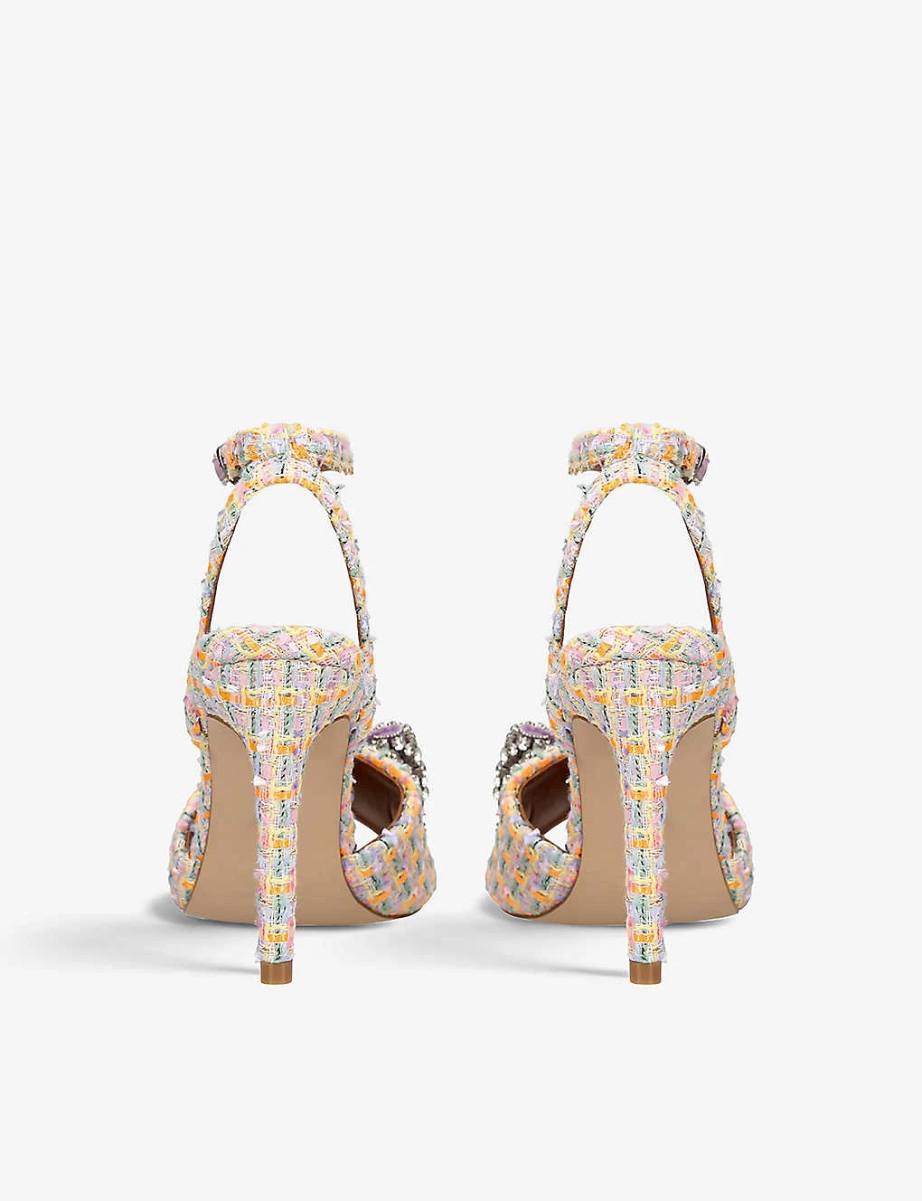 Kurt Geiger London Kensington Crystal-embellished Tweed Heeled Sandals 4 Kurt Geiger London Kensington Crystal-embellished Tweed Heeled Sandals - Image 4
