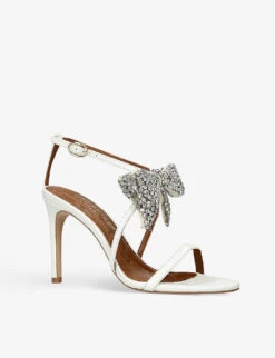 Kurt Geiger London Bromley Bow Crystal-embellished Leather Heeled Sandals -Kurtgeiger Store R04065828 BONE ALT02
