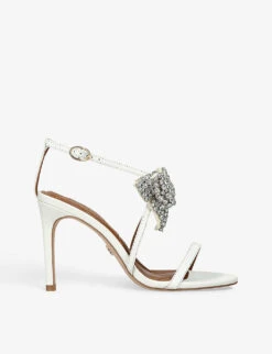 Kurt Geiger London Bromley Bow Crystal-embellished Leather Heeled Sandals