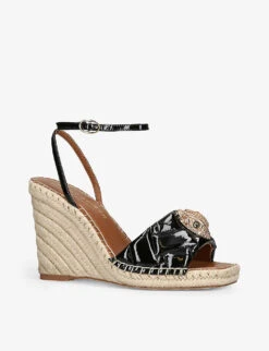 Kurt Geiger London Kensington Crystal-embellished Patent-leather Espadrille Wedges -Kurtgeiger Store R04065829 BLACK ALT02