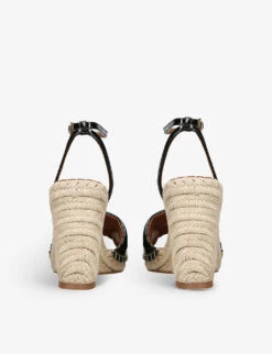 Kurt Geiger London Kensington Crystal-embellished Patent-leather Espadrille Wedges -Kurtgeiger Store R04065829 BLACK ALT03