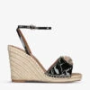 Kurt Geiger London Kensington Crystal-embellished Patent-leather Espadrille Wedges