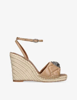 Kurt Geiger London Kensington Eagle-embellished Leather Wedge Espadrilles