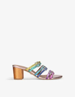 Kurt Geiger London Pierra Rainbow Metallic-print Leather Mules