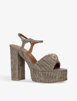 Kurt Geiger London Kensington Houndstooth Woven Platform Sandals -Kurtgeiger Store R04065834 BEIGE ALT02