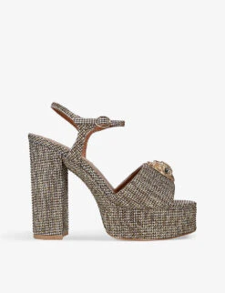 Kurt Geiger London Kensington Houndstooth Woven Platform Sandals