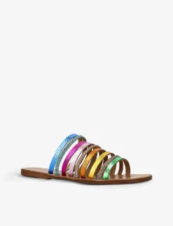 Kurt Geiger London Daisy Rainbow Metallic Crystal-embellished Leather Sandals -Kurtgeiger Store R04066589 METALCOMB ALT02