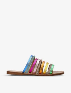 Kurt Geiger London Daisy Rainbow Metallic Crystal-embellished Leather Sandals