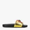 Kurt Geiger London Meena Eagle-embellished Striped Rubber Sliders