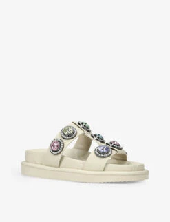 Kurt Geiger London Orson Crystal-embellished Faux-leather Sandal -Kurtgeiger Store R04067420 BONECOMB ALT02