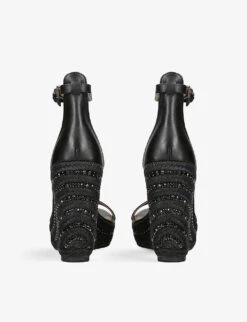 Kurt Geiger London Shoreditch Crystal-embellished Wedge Leather Sandals -Kurtgeiger Store R04067436 BLACK ALT03