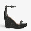 Kurt Geiger London Shoreditch Crystal-embellished Wedge Leather Sandals