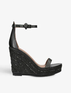 Kurt Geiger London Shoreditch Crystal-embellished Wedge Leather Sandals