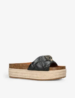 Kurt Geiger London Kensington Quilted Flatform Leather Sliders -Kurtgeiger Store R04067440 BLACK ALT02