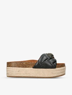 Kurt Geiger London Kensington Quilted Flatform Leather Sliders