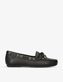 Kurt Geiger London Eagle-embellished Leather Moccasin Shoes
