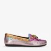 Kurt Geiger London Eagle-embellished Rainbow-print Leather Moccasin Shoes