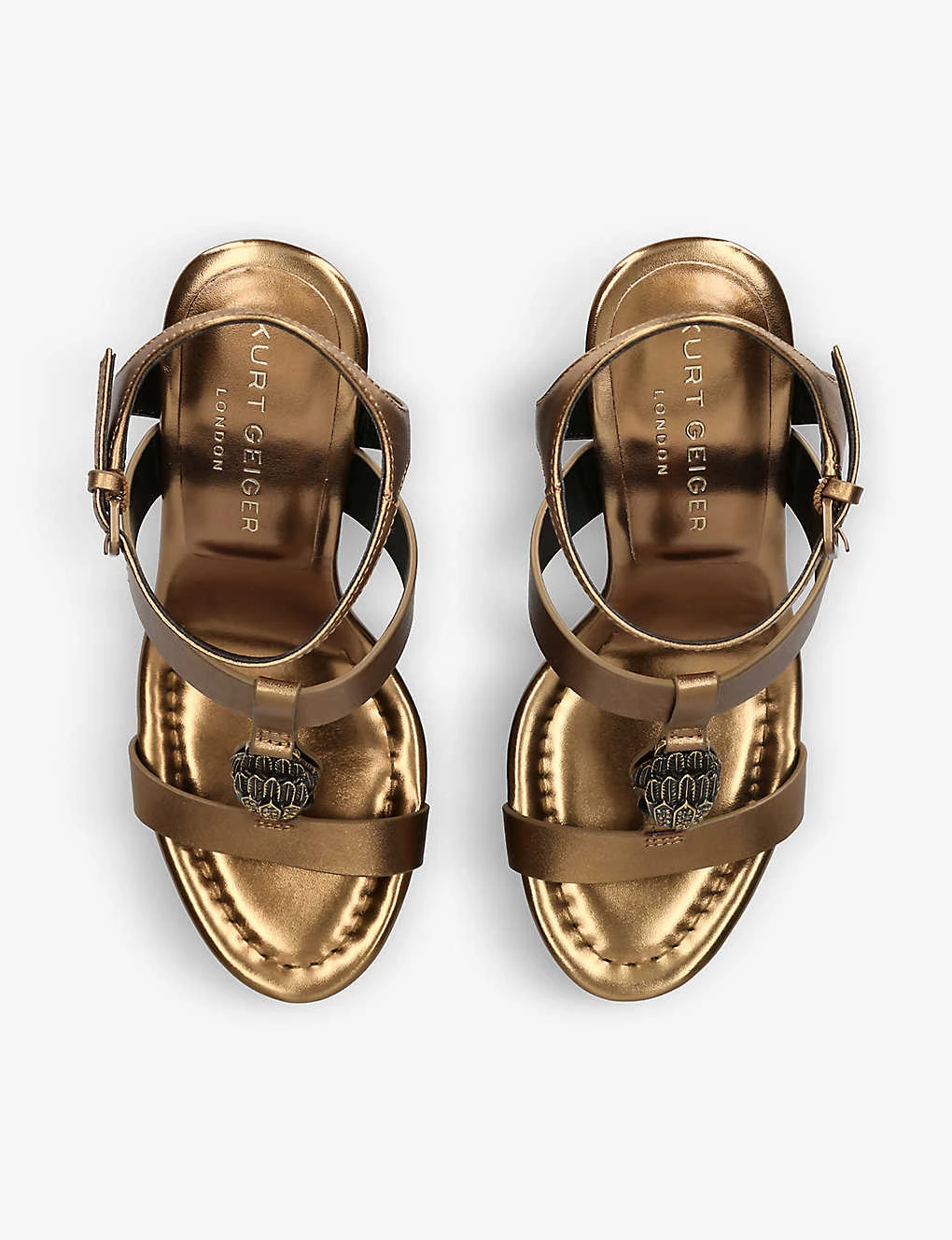 Kurt Geiger London Hampton Eagle-embellished Metallic-leather Wedge Sandals 2 Kurt Geiger London Hampton Eagle-embellished Metallic-leather Wedge Sandals - Image 2