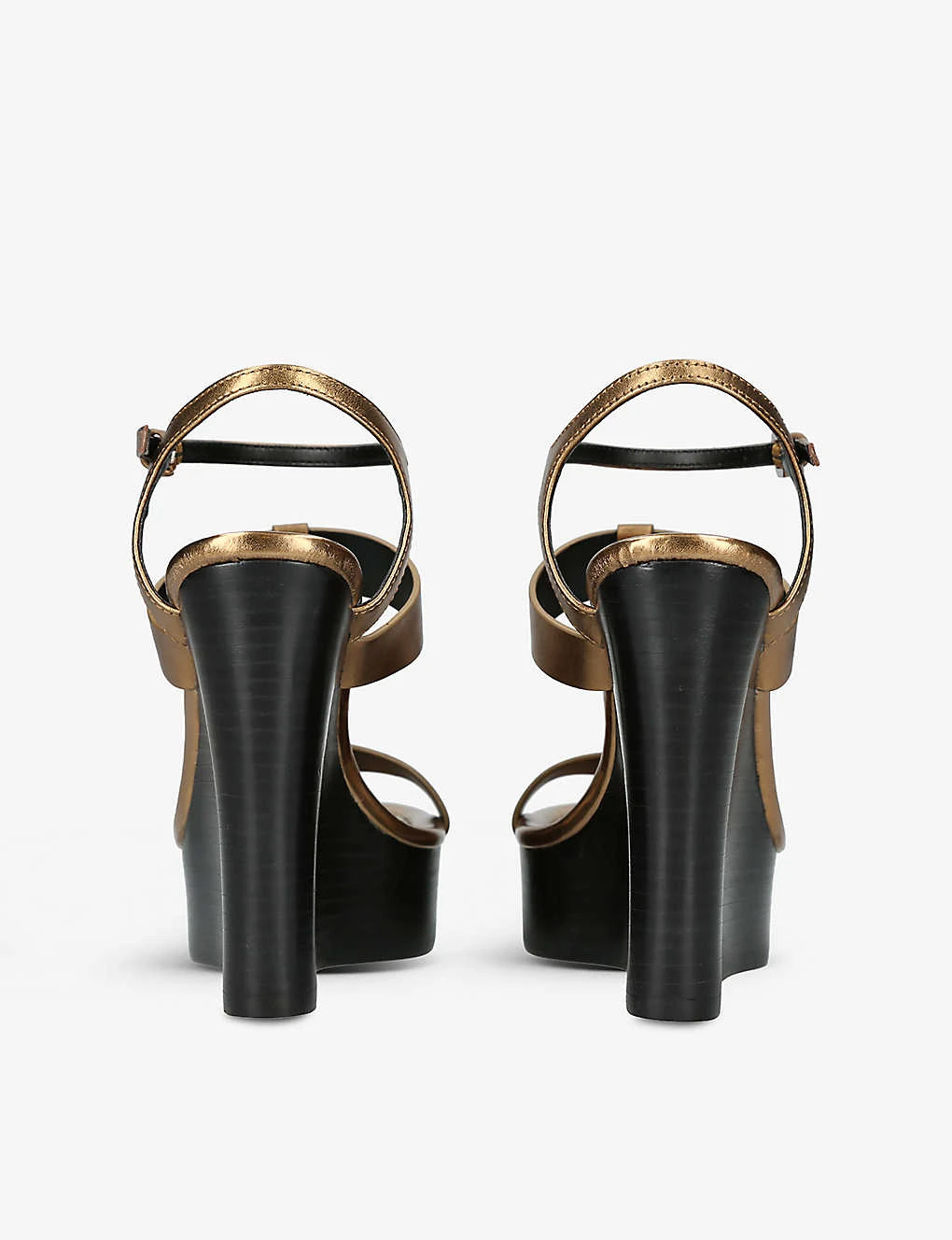 Kurt Geiger London Hampton Eagle-embellished Metallic-leather Wedge Sandals 4 Kurt Geiger London Hampton Eagle-embellished Metallic-leather Wedge Sandals - Image 4