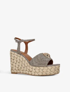 Kurt Geiger London Kensington Eagle-embellished Houndstooth Woven Espadrilles -Kurtgeiger Store R04067449 BEIGE ALT02