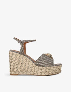 Kurt Geiger London Kensington Eagle-embellished Houndstooth Woven Espadrilles