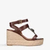 Kurt Geiger London Hampton Eagle-embellished Leather Wedge Sandals