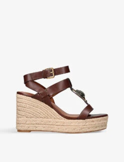 Kurt Geiger London Hampton Eagle-embellished Leather Wedge Sandals