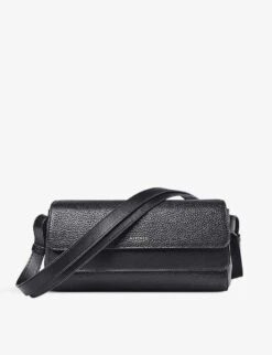 Hampton Grained-leather Baguette Bag
