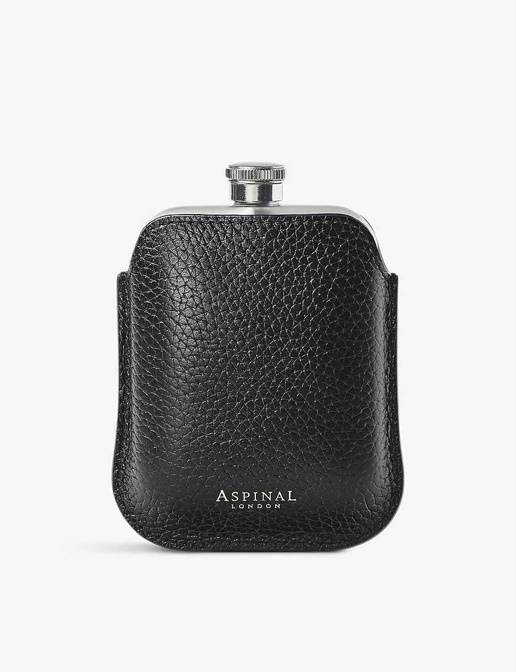 Grained-leather Pouch And Stainless-steel Hip Flask 1 Grained-leather Pouch And Stainless-steel Hip Flask