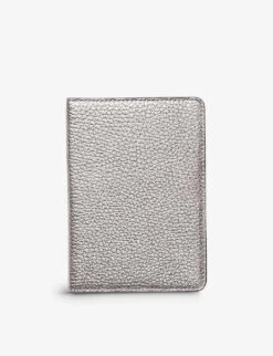 Slot-detail Grained Leather Passport Cover