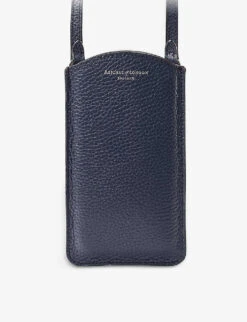 London Logo-print Grained-leather Phone Case -Kurtgeiger Store R04067697 NAVY ALT02