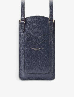 London Logo-print Grained-leather Phone Case -Kurtgeiger Store R04067697 NAVY ALT03