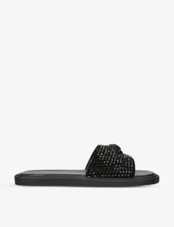 Kurt Geiger London Oscar Crystal-embellished Suede Sliders