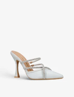 KG Kurt Geiger Amari Crystal-embellished Woven Heeled Mules -Kurtgeiger Store R04074556 SILVER ALT02