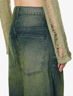 Jaded London Colossus Gradient-pattern Wide-leg High-rise Jeans -Kurtgeiger Store R04077335 BLUESANDBLASTWASH ALT05
