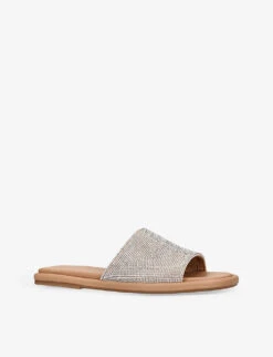 KG Kurt Geiger Rogan Gem Crystal-embellished Faux-leather Slides -Kurtgeiger Store R04080160 SILVER ALT02