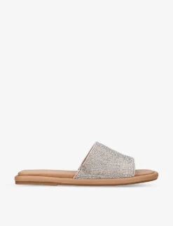 KG Kurt Geiger Rogan Gem Crystal-embellished Faux-leather Slides