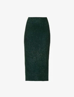 Moonlight Metallic-weave Stretch-woven Midi Skirt