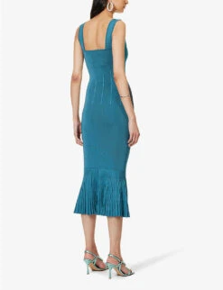 Atalanta Pleated-hem Knitted Midi Dress -Kurtgeiger Store R04085300 LAGOON ALT03
