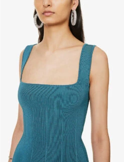 Atalanta Pleated-hem Knitted Midi Dress -Kurtgeiger Store R04085300 LAGOON ALT04