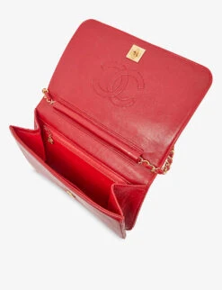 Pre-loved Chanel Monogram Shoulder Bag -Kurtgeiger Store R04087851 RED ALT03
