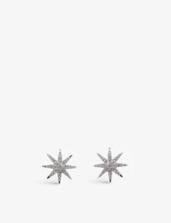 Vega Star-shaped Sterling Silver And Cubic Zirconia Stud Earrings