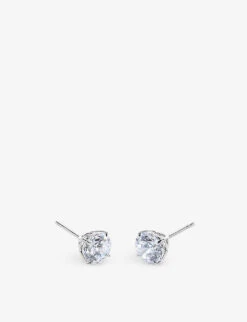 9ct White-gold And 0.5ct Round-brilliant Cubic Zirconia Stud Earrings